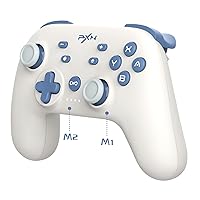 PXN Wireless Switch Controller for Switch/Lite/OLED, iOS (16 Version Only), with APP, Programmable, Turbo, Screenshot, Gyro Axis, Vibration, Wireless Pro Controller with Wake-Up(White)
