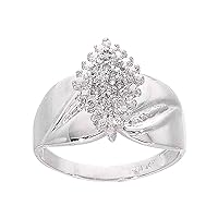The Diamond Deal 10kt White Gold Womens Round Diamond Cluster Ring 1/8 Cttw