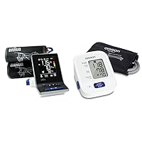 Braun ExactFit 3 & OMRON Bronze Blood Pressure Monitors - Clinically Accurate at-Home Monitoring with Color Coded Guidance & Irregular Heartbeat Detection