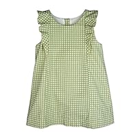Little Girls' Printed Gingham Ruffle Shift Dress in Green