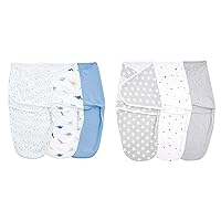 aden + anais Baby Boy Essentials Easy Wrap Swaddle, Cotton Knit Newborn Wrap, 6 Pack, Dino-Rama & Twinkle, 0-3 Months