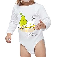 Funny Pear Baby Long Sleeve Onesie - Birthday Present Ideas - Best Present Ideas - White, 6 Months