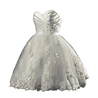 Women's Vintage Sweetheart Tulle Lace Short Wedding Dress Bridal Gown