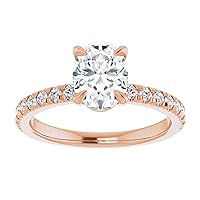 10K Solid Rose Gold Handmade Engagement Rings 2.25 CT Oval Cut Moissanite Diamond Solitaire Wedding/Bridal Ring Set for Woman/Her Propose Ring, Perfact for Gift Or As You Want