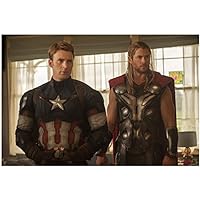 Chris Hemsworth 8x10 Photo Thor/Avengers Thor & Captain America in front of windows kn