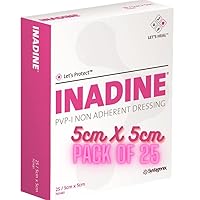INADINE Non Stick Adhesive Pads for Wounds | Non-Adherent Dressing containing povidone Iodine, 5 x 5 cm, Pack of 25