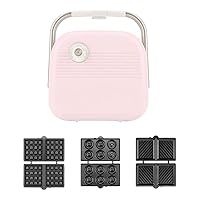 Waffle maker, 3-in-1 Sandwich Maker Waffle Iron Machine,900W Electric Grill with Removable Non-stick Plates,3-Level Temperature Control,Easy to Clean,Touch Button (Color : Pink)