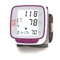 Fully Automatic Blood Pressure Wrist Cuff Watch Wearable Monitor - Purple- Batteries Included