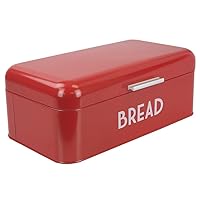 Home Basics Grove Bread Box For Kitchen Counter Dry Food Storage Container, Bread Bin, Store Bread Loaf, Dinner Rolls, Pastries, Baked Goods & More, Retro Vintage Design, Red