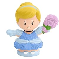 Replacement Part for Fisher-Price Little People Princess Cinderella and Prince Charming Figure Pack - FKW19 ~ Replacement Cinderella Figure ~ Wearing Blue Dress and Carrying a Pink Bouquet of Flowers