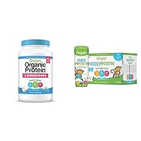 Orgain Organic Protein + Superfoods Powder, Vanilla Bean (2.02lb) and Orgain Organic Kids Nutritional Protein Shake, Vanilla (Pack of 12)