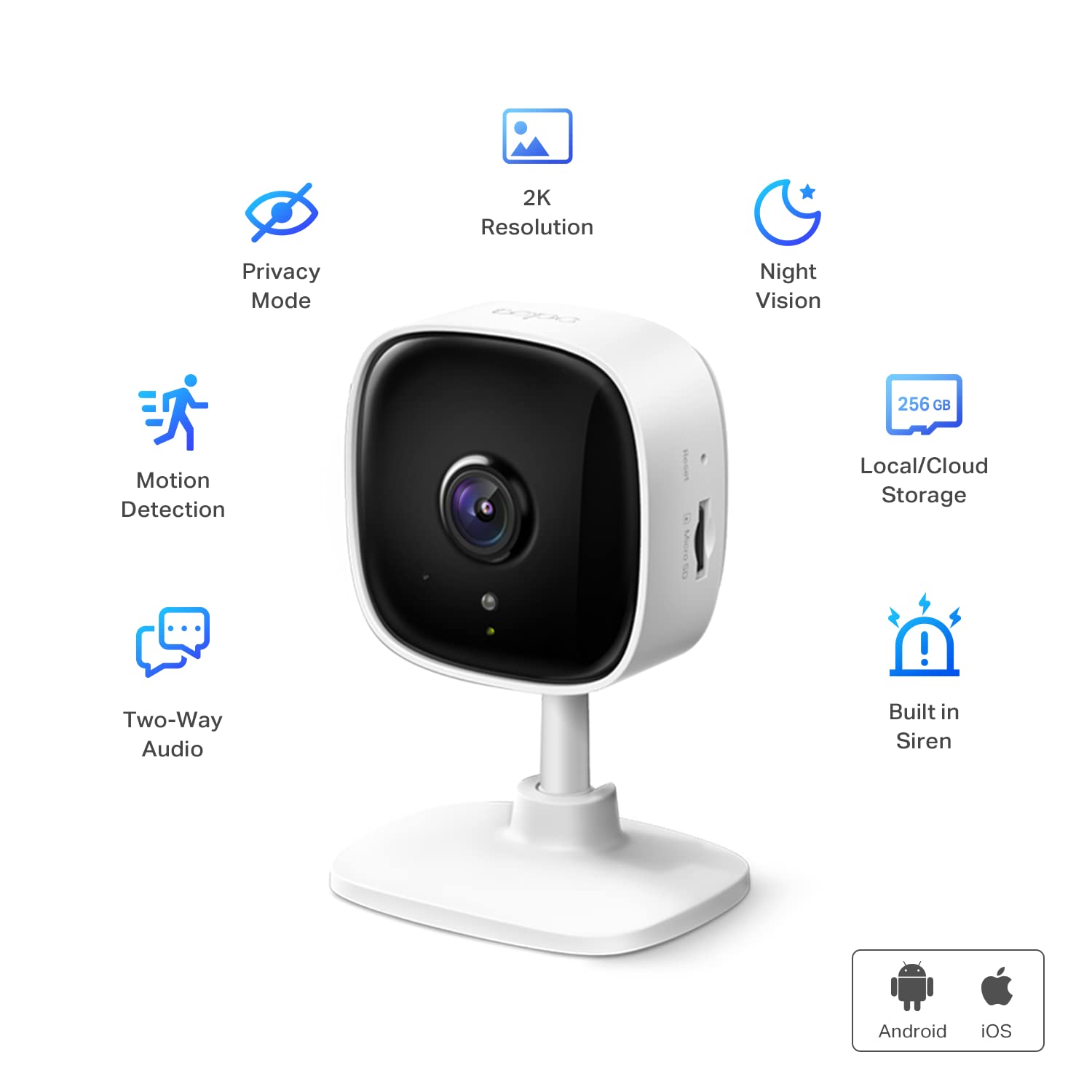 TP-Link Tapo 2K Indoor Security Camera for Baby Monitor, Dog Camera w/ Motion Detection, 2-Way Audio Siren, Night Vision, Cloud & SD Card Storage(Up to 256 GB), Works w/ Alexa & Google Home(Tapo C110)