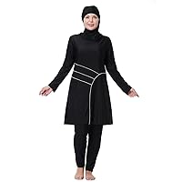 FYMNSI Women Modest Muslim Swimsuits Plus Size Full Body Islamic Burkini Hijab 3 Piece Long Sleeve Rash Guard Skirt Swimwear