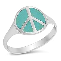 CHOOSE YOUR COLOR Sterling Silver Peace Sign Ring