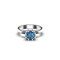 Natural Solitaire Blue Topaz Ring , 925 sterling silver blue topaz ring