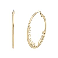 Michael Kors Stainless Steel MK Logo Hoop Earrings for Women, Color: Gold (Model: MKJ7992710)