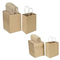 Oikss Each 100 Pack Small & Medium Brown Kraft Paper Gift Bags with Handles Bulk