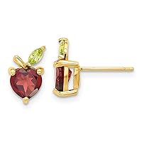 7mm 14k Gold Garnet and Peridot Apple Post Earrings Measures 11x7mm Wide Jewelry Gifts for Women
