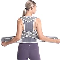 Breathable Back Brace Posture Corrector Women Men Full Back Support Belt Ideal For Scoliosis, Hunchback, Spine Corrector, Upper And Lower Back Pain Relief (Color : Gray, Size : Small)