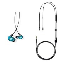 Shure SE215 Pro in Ear Earphone, Blue Detachable Universal Communication Cable, Black