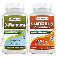 Best Naturals D-Mannose Pure Powder & Cranberry Concentrate 12600 mg