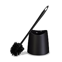 Toilet Brush Cleaner and Holder Black Toilet Bowl Cleaner Brush with Scrubbing Wand, Brush and Storage Caddy for Easy Bathroom Cleaning