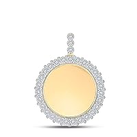 The Diamond Deal 10kt Yellow Gold Mens Round Diamond Memory Circle Charm Pendant 2-1/2 Cttw