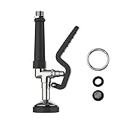 Commercial Sink Sprayer Pre Rinse Sprayer with Ergonomic Handle 1.42GPM Dish Sprayer Nozzle Spray Valve,Polished Chrome Finished Commercial Faucet Parts for Commercial Kitchen Sink(Black)