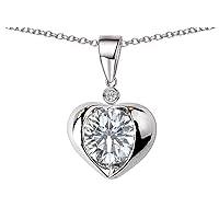 Sterling Silver Round 7mm Heart Pendant Necklace