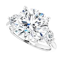 5 CT Round Colorless Moissanite Engagement Ring, Wedding Bridal Ring, Eternity Sterling Silver Solid Diamond Solitaire Prong-Setting Anniversary Promise Ring (10)