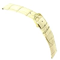 16mm Hirsch Duke Alligator Grain Beige Genuine Leather Padded Watch Band Strap