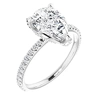 14K Solid White Gold Handmade Engagement Ring 2 CT Pear Cut Moissanite Diamond Solitaire Wedding/Bridal Ring for Woman/Her Best Ring