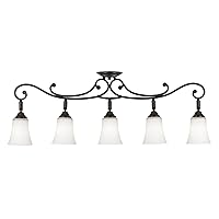 Pro Track Leaf and Vine 5-Head LED Bulbs Ceiling Track Light Fixture Kit Directional Brown Oil Rubbed Bronze Finish White Glass Traditional Kitchen Bathroom Living Room Dining Hallway 36