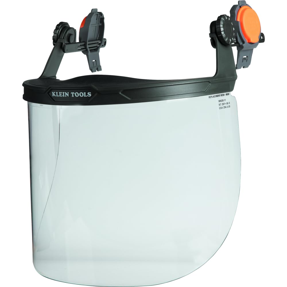 Klein Tools 60473 Tinted Face Shield for Safety Helmet and Cap-Style Hard Hat, Impact Rated, Anti-Fog, Full Face, Low-Profile Design for Grinding
