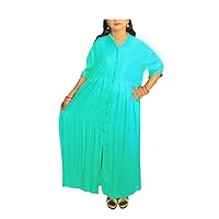 Women's Long Kurti Bohemian Viscose Teal Color Girl's Frock Suit Indian Casual Long Top Tunic Dress Plus Size