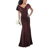 Women's Off Shoulder Mermaid Velvet Bridesmaid Dresses for Wedding Evening Gown Long Prom Party Dresses