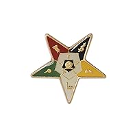Order of The Eastern Star Masonic Lapel Pin - [Gold & White][1'' Tall]