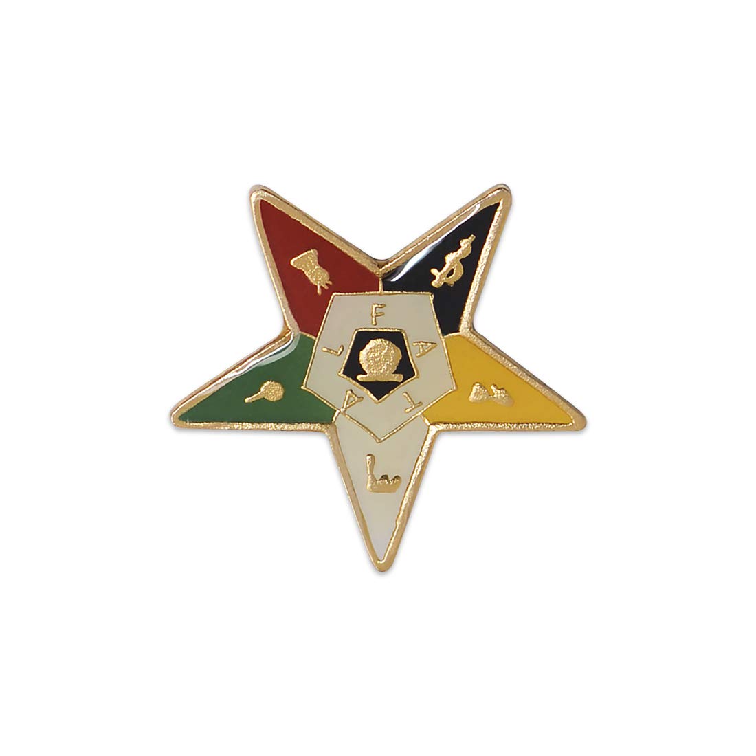 Order of The Eastern Star Masonic Lapel Pin - [Gold & White][1'' Tall]