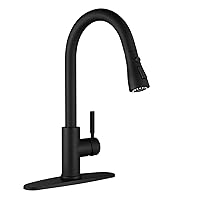 WEWE Black Kitchen Faucet, Kitchen Faucets with Pull Down Sprayer Commercial Stainless Steel Single Handle Single Hole Kitchen Sink Faucet