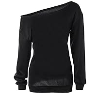 lymanchi Womens Off Shoulder Sweatshirts Long Sleeve Slouchy Sexy Casual Pullover Tops