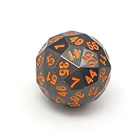 SZSZ Metal 60 Sided Polyhedral Dice with Velvet Pouch for Tabletop Games DND MTG Math Teaching 0212 (Color : Black w Orange Ink)