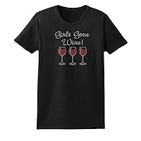 Girls Gone Wine Short Sleeve T-Shirt Rhinestone Embellishment-Large