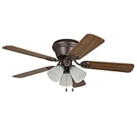 WC42ORB5C3F Wyman Collection 42-Inch Ceiling Fan with Five Reversible Classic Walnut/Walnut Blades and Three Light Kit with Frosted Glass
