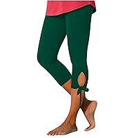 Capri Leggings for Women Summer High Waisted Casual Hiking Pants Cropped Capris Workout Yoga Soft Solid Color Leggings