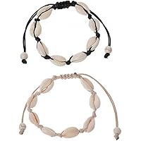 2 Pcs Adjustable Shell Bracelets Anklets Natural Cowrie Shell Beads Seashells Ankle Jewelry For Men Women