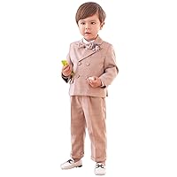 Boys' Houndstooth Suit 3-Piece Set Double Breasted Buttons Jacket Vest Trousers Prom Christmas Tuxedos