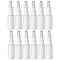 12PCS Empty Refillable Portable Plastic Nasal Pump Sprayers Spray Bottle Makeup Water Container Jar Pot for Colloidal Silver and Saline Applications Home and Travel Use (30ML)