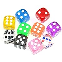 Pack of 10 D6 Six Sided 16mm Clear Dice, Clear Points Crystal Sieve Bar Dice