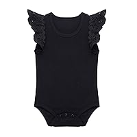 ACSUSS Infant Baby Girls Romper Bodysuit Floral Lace Flutter Sleeves T-Shirt Jumpsuit Summer Casual Daily Wear