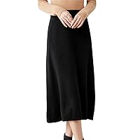 100% Wool Half-Length Skirt Women's Autumn Winter High-Waist Cashmere Skirt Thick A-Line Knit Base Skirt